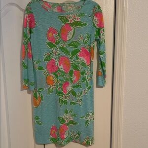 Lilly Pulitzer Blue and Pink Floral Long Sleeve Dress